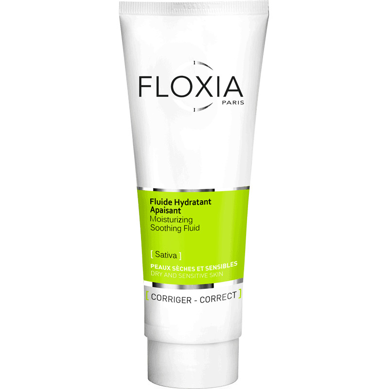 FLOXIA FLUIDE HYDRATANT APAISANT SATIVA PEAUX SECHES ET SENSIBLES VERT CLAIR 125ML C/30