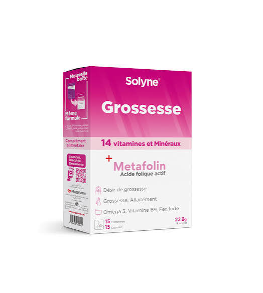 SOLYNE GROSSESSE+METAFOLIN (ACIDE FOLIQUE ) BT/15 C/120