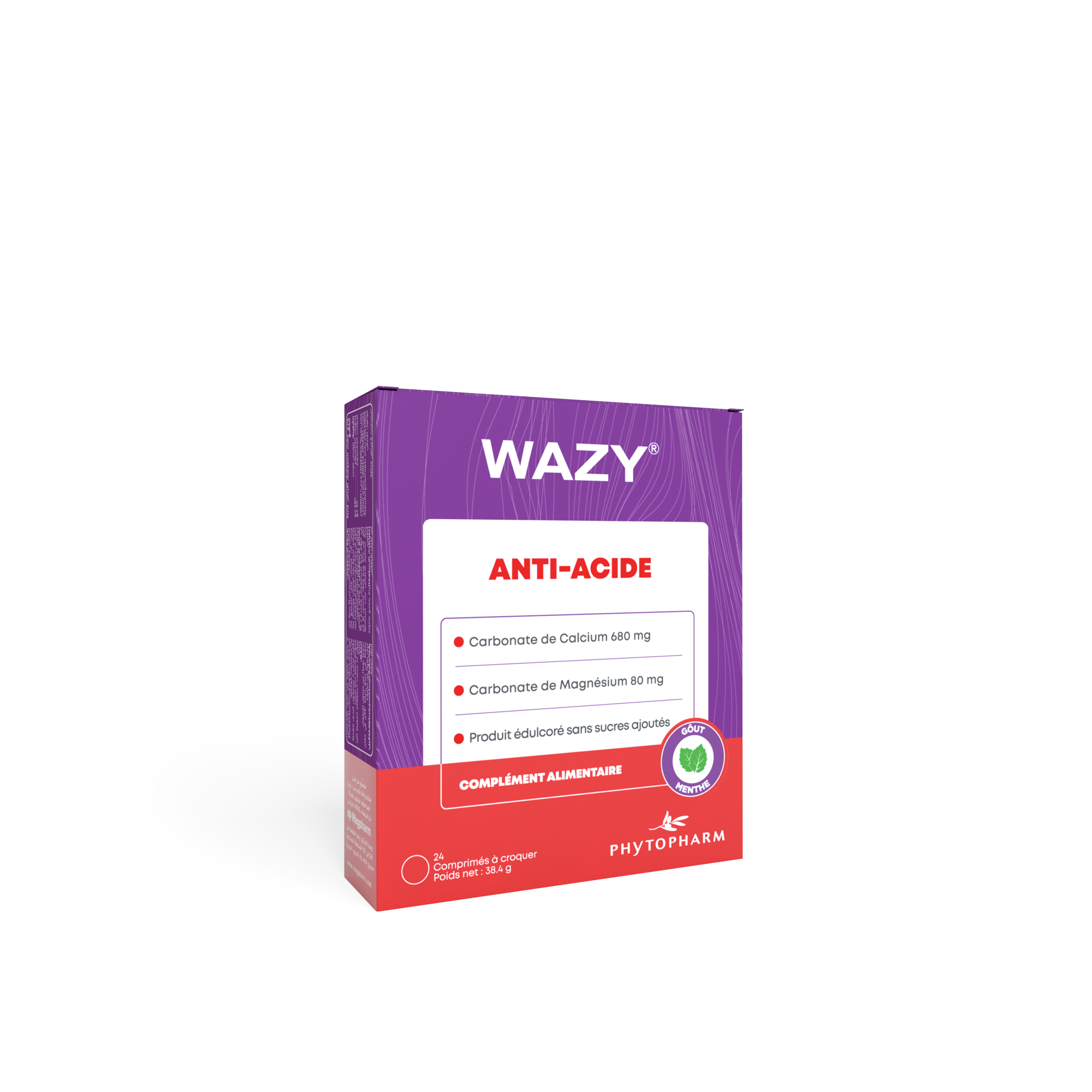 MAGPHARM WAZY ANTI ACIDE S/SUCRE BT/24 COMP A CROQUER GOUT MENTHE C/96