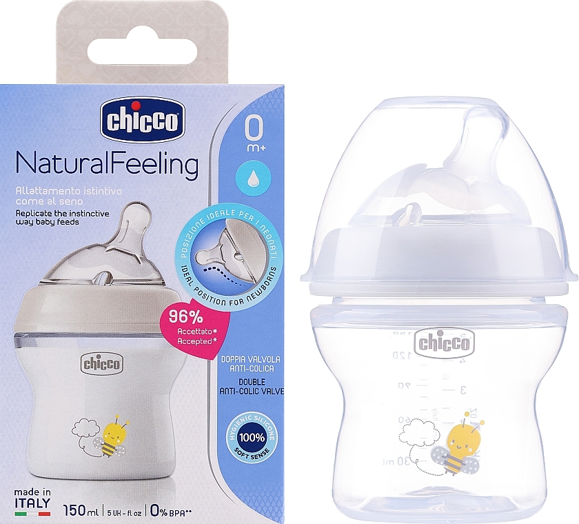 CHICCO BIBERON PLAST 150ML NATURAL FEELING NEUTRE M+