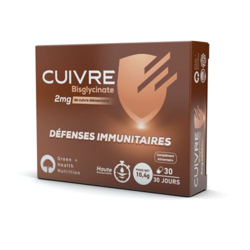 GREEN HEALTH CUIVRE 2MG 30 GELS