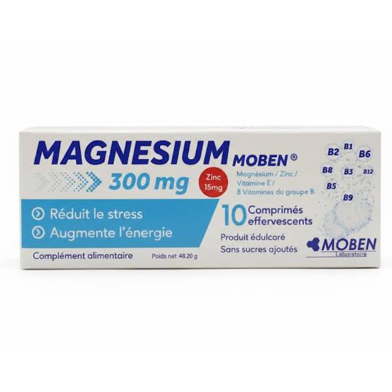 MOBEN MAGNESIUM 300MG+ ZINC 15MG EFFERVESCENT BT/10 S/SUCRE C/120