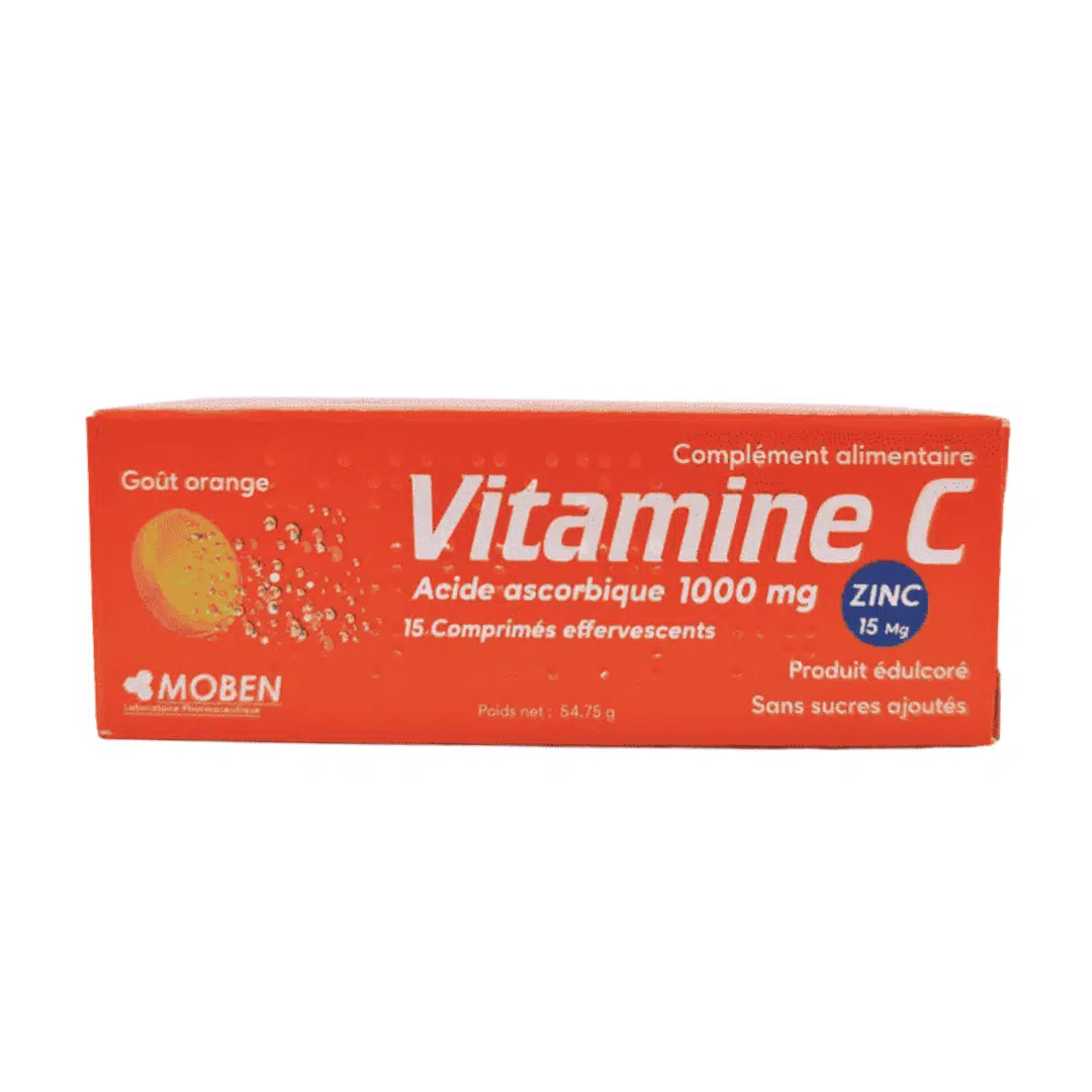 MOBEN VIDAROC VITAMINE C 1000 MG + ZINC 15 MG EFFERVESCENT BT/15 COMP S/SUCRE C/110